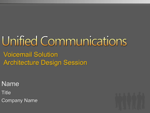 Voicemail ADS Presentation - Planning Services Partner Portal