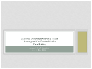 California department of public health Center for health care quality
