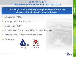IDE Presentation - Israel Trade Commission, Sydney, Australia