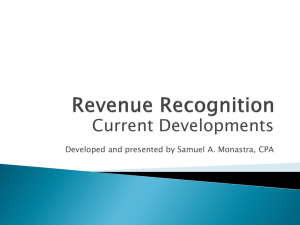 Current Developments in Revenue Recognition