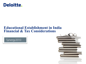 Educational Establishment in India Financial & Tax Considerations