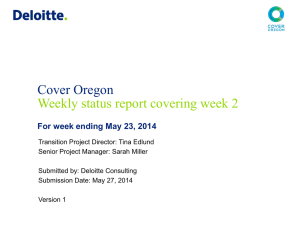 Status report through week ending May 23, 2014