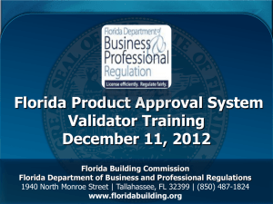 Validation Entities - Florida Building Code