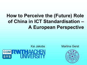 (Future) Role of China in ICT Standardisation