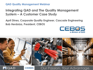 Integrating QAD and The Quality Management System