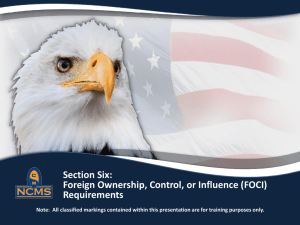 Foreign Ownership, Control, or Influence (FOCI) - NCMS
