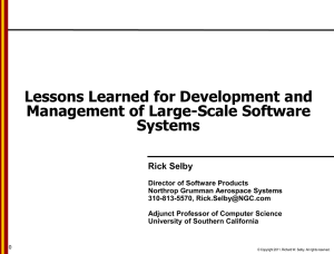Lessons Learned for Development and Management of Large