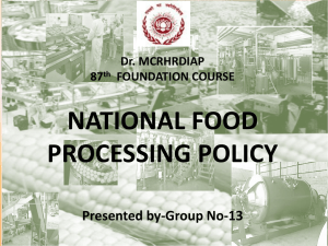 NATIONAL FOOD PROCESSING POLICY