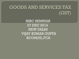 goods and services tax (gst) - Northern India Regional Council of ICAI