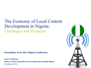 The Economy of Local Content Development in Nigeria: Challenges