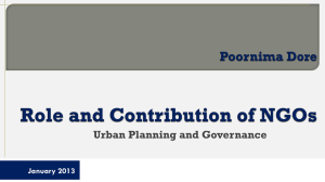 Role and Contribution of NGOs : Urban Planning