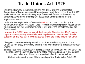 1. Trade Unions Act, 1926