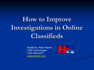 How to Improve Investigations in Online Classified
