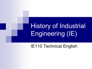 History of Industrial Engineering (IE)