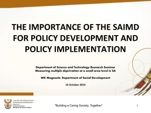 Importance of SAIMD for policy development and