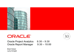 Oracle Project Analytics 8:30