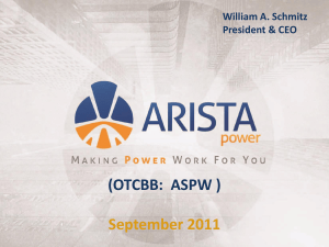 Arista Power Investor Presentation