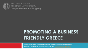 PROMOTING A BUSINESS FRIENDLY GREECE Action Plan to