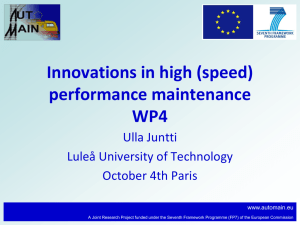 WP 4 High speed maintenace