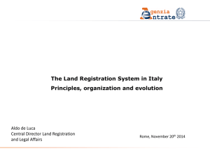 The land registration system in Italy – Principles, organization and