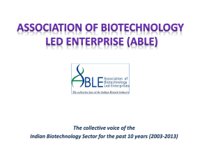 To create a Vision for the Indian Biotech Industry and