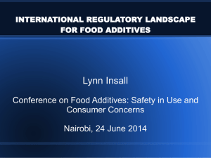International Regulatory Landscape for Food Additives, Nairobi