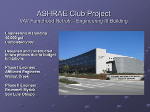 ASHRAE Club Project VAV Fumehood Retrofit