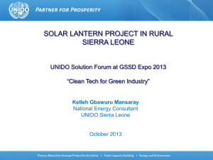 Solar Lantern Project Sierra Leone Clean Tech for Green Industry