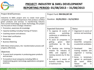PROJECT: INDUSTRY & SMEs DEVELOPMENT REPORTING