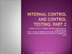 Internal control and control testing: part 2