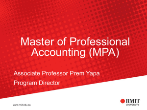 The Master of Professional Accounting (MPA)