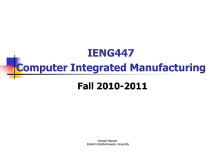 IENG447 Computer Integrated Manufacturing Fall
