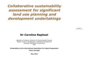 Collaborative sustainability assessment for significant land