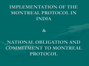 IMPLEMENTATION OF THE MONTREAL PROTOCOL