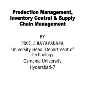 Production Management, Inventory Control & Supply Chain