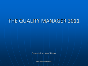 THE QUALITY MANAGER 2011 - Chartered Quality Institute