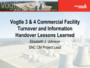 Vogtle 3&4 Commercial Facility Turnover & Information Handover