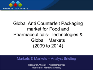 Global Anti Counterfeit Packaging market for Food