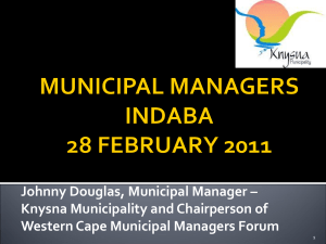 MUNICIPAL MANAGERS INDABA 28 FEBRUARY 2011