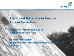 Dr. Marc Van Sande: Advanced Materials in Europe – A case for action