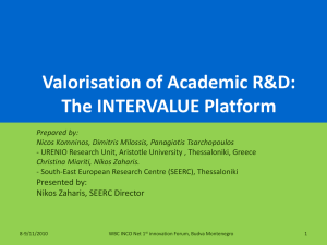 Valorisation of Academic R&D: The INTERVALUE - WBC