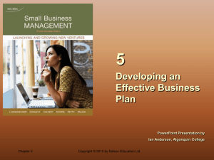 Chapter 5 Developing an Effective Business Plan