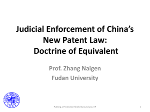 Study on Judicial Enforcement of China`s New Patent Law