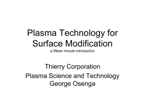 Plasma technology for surface modification