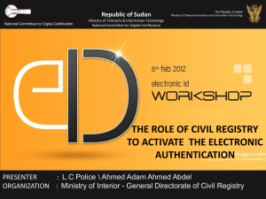 The Role of Civil Registry To activate the eAuthentication - e-ID