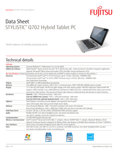 Data Sheet STYLISTIC® Q702 Hybrid Tablet PC