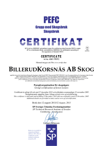 PEFC certifikat Skogsbruk