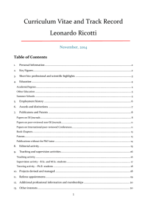 Curriculum Vitae and Track Record - Leonardo Ricotti