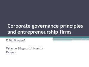 Corporate governance principles and entrepreneurship firms