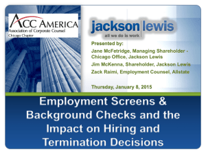 eMPLOYMENT sCREENS & bACKGROUND cHECKS AND THE